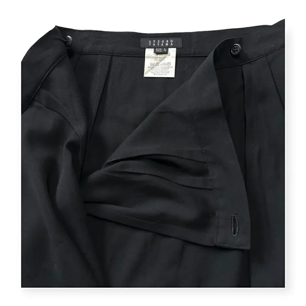 Vintage Atsuro Tayama Black Wrap Midi Skirt,‎ 90s, Size US8/Euro L